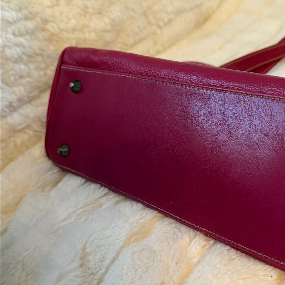 Pink Leather Shoulder Bag with Buckles - Picture 14 of 14